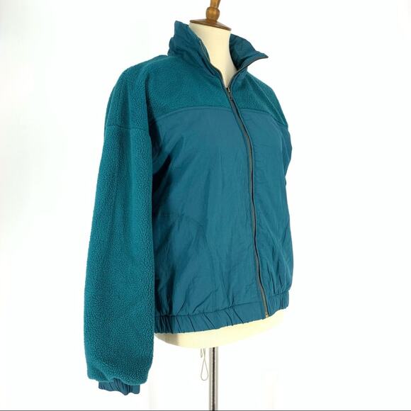 Women's Small Fleece Jacket Wild Fable Zip Up Nylon SoftShell Botanical Blue NWT - Picture 4 of 9